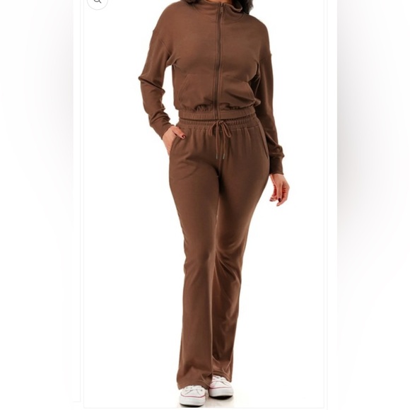 Zip up flare set Brown - Picture 4 of 4